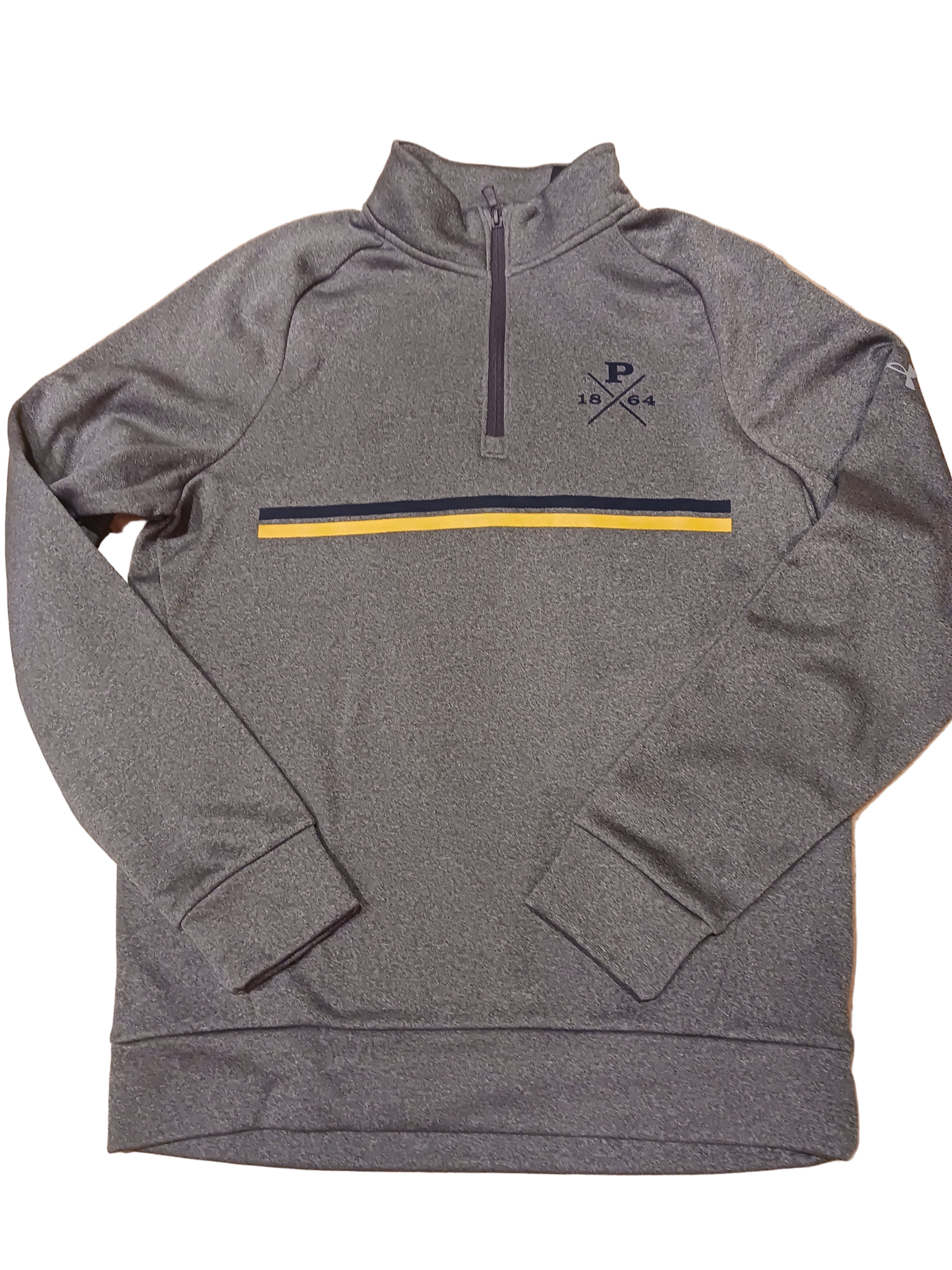 Under Armour Gray Half Zip with Navy and Gold Stripes